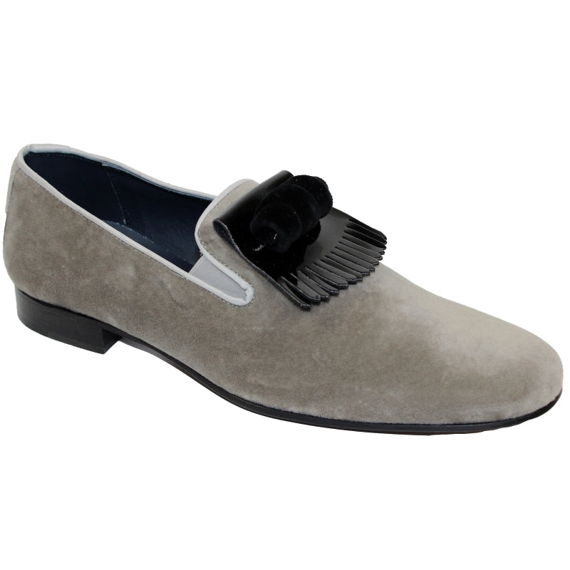 Duca by Matiste Capua Velvet Fringe Loafers Gray
