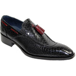 Duca by Matiste Cassino Embossed Python Tassel Loafers Black