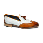 Duca by Matiste Cosenza Embossed Weave Leather Shoes Gold / Off White