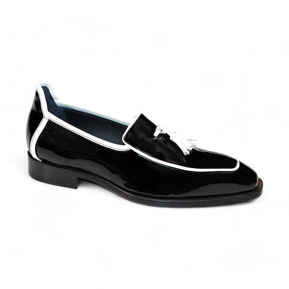 Duca by Matiste Fano Patent Leather Loafers Black/ White