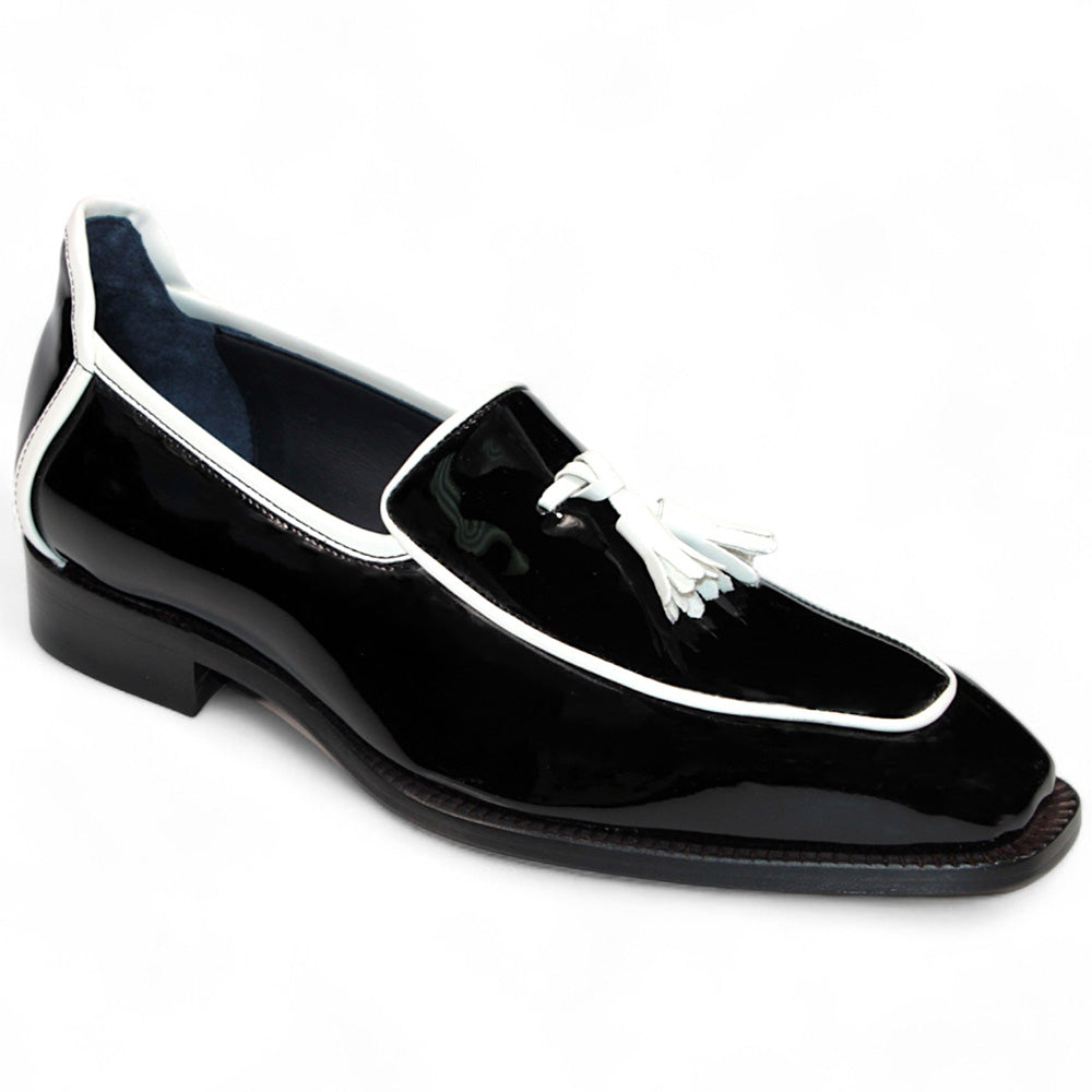 Duca by Matiste Fano Patent Leather Loafers Black/ White