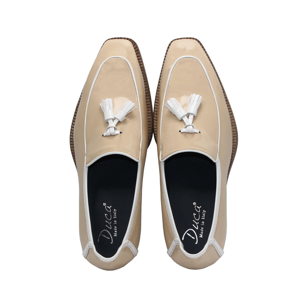 Duca by Matiste Fano Patent Leather Slip-on Shoes Beige/White