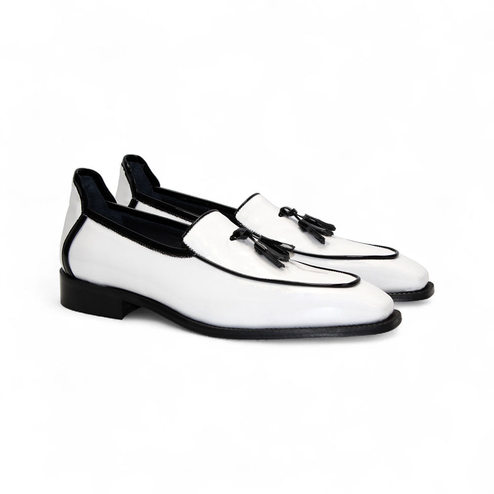 Duca by Matiste Fano Patent Leather Slip-on Shoes White/Black
