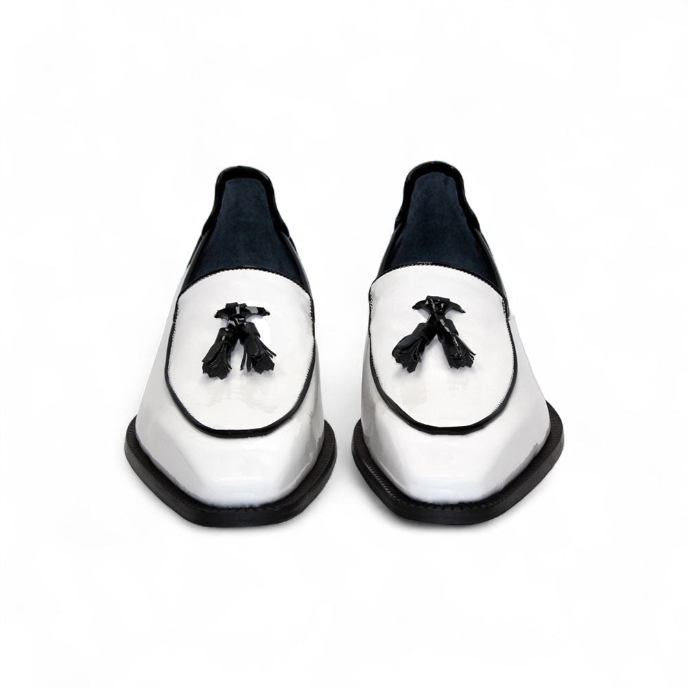 Duca by Matiste Fano Patent Leather Slip-on Shoes White/Black