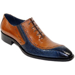Duca by Matiste Ferrara Embossed Python & Calf Oxfords Cognac / Navy