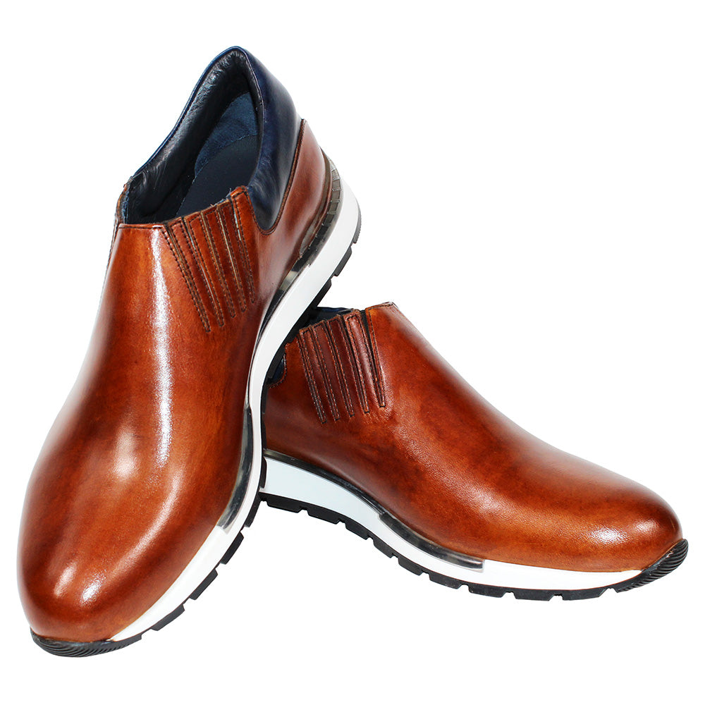 Duca by Matiste Formia Calfskin Sneakers Antique Cognac / Navy