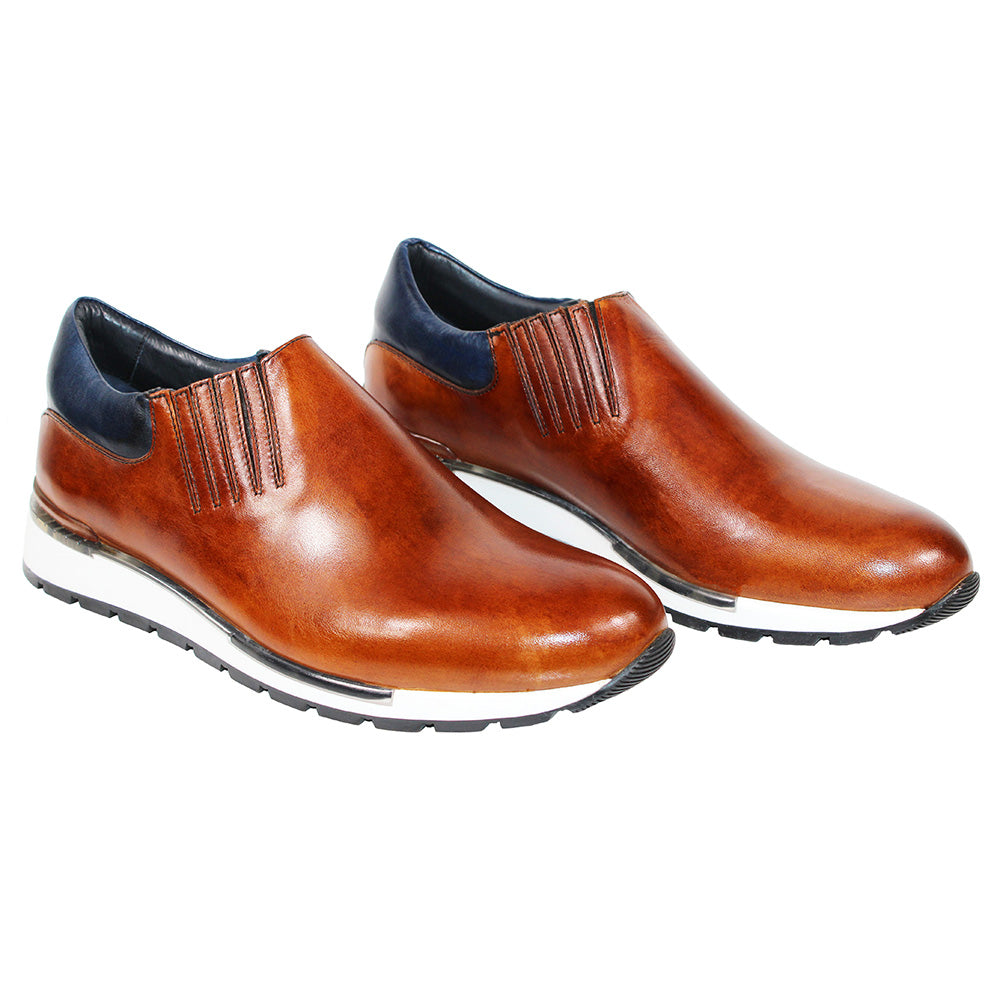 Duca by Matiste Formia Calfskin Sneakers Antique Cognac / Navy