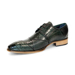 Duca by Matiste Imperio Embossed Croco/Ostrich/Lizard Print Shoes Green