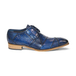 Duca by Matiste Imperio Embossed Croco/Ostrich/Lizard Print Shoes Ocean Blue