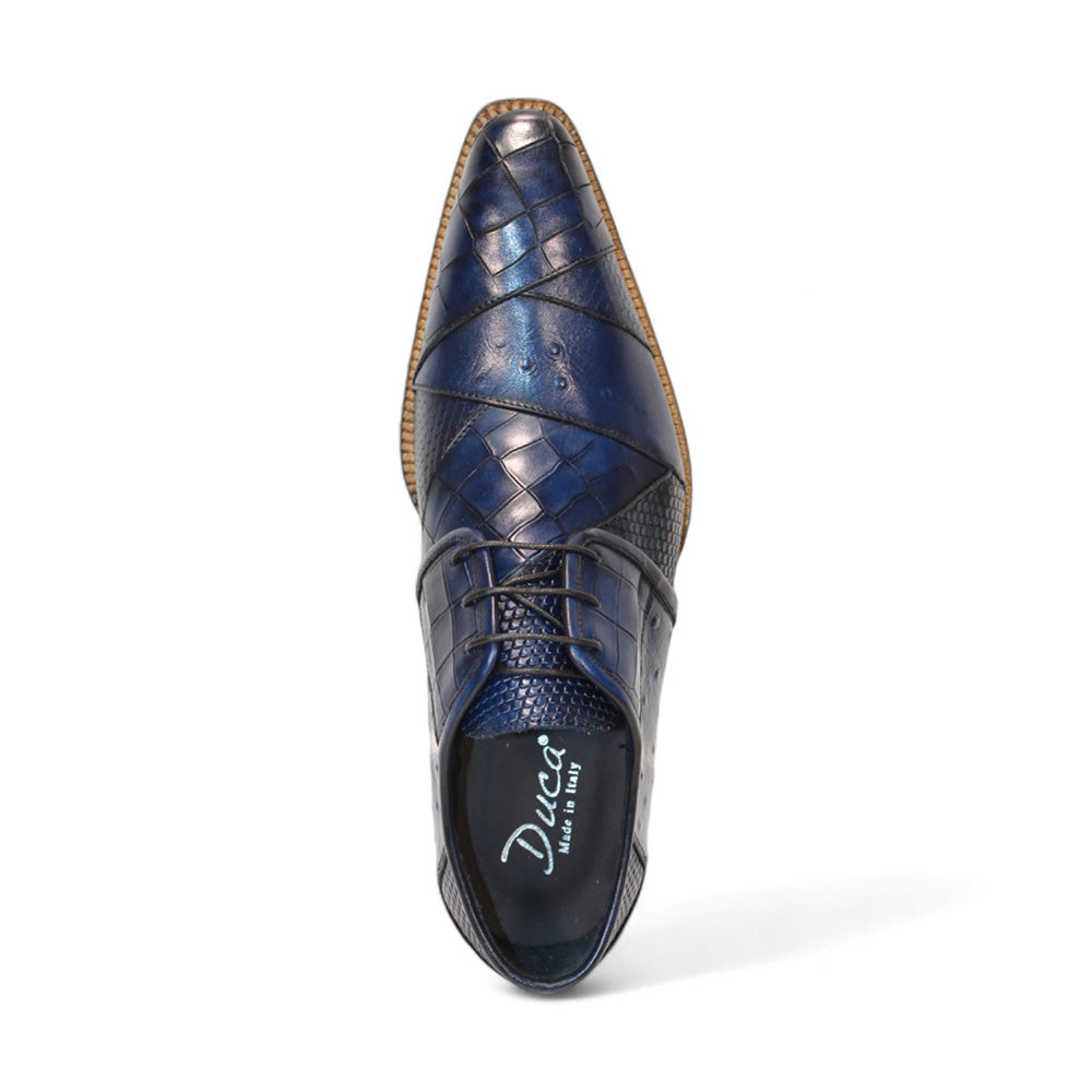 Duca by Matiste Imperio Embossed Croco/Ostrich/Lizard Print Shoes Ocean Blue