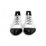Duca by Matiste Lauro Leather/Embossed Quilt Leather Boots Black/White