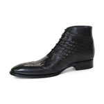 Duca by Matiste Lauro Leather/Embossed Quilt Leather Shoes Black