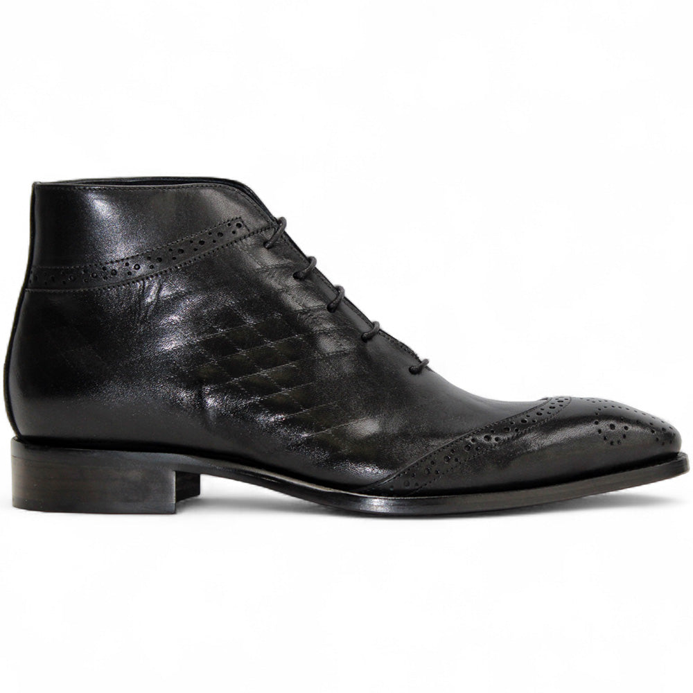 Duca by Matiste Lauro Leather/Embossed Quilt Leather Shoes Black