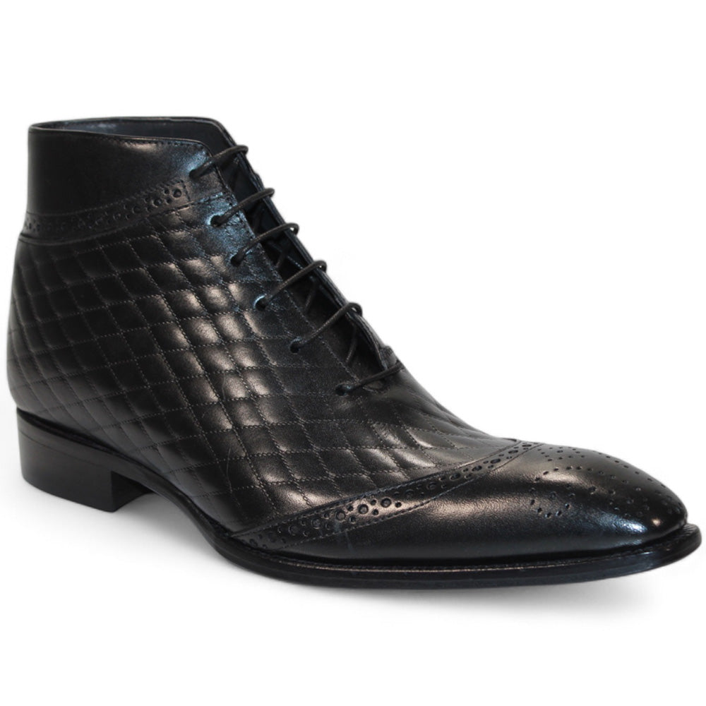 Duca by Matiste Lauro Leather/Embossed Quilt Leather Shoes Black