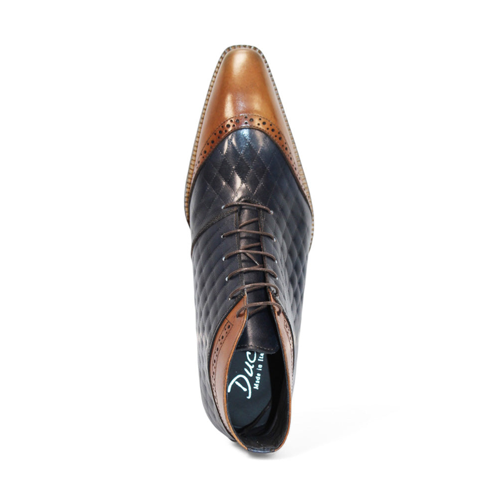 Duca by Matiste Lauro Leather/Embossed Quilt Leather Shoes Cognac/Navy