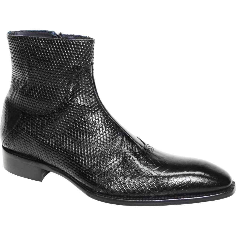 Duca by Matiste Lavello Genuine Embossed Snakeskin Leather Boots Black