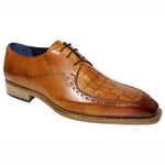 Duca by Matiste Lavinio Leather & Croc Print Shoes Cognac