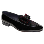 Duca by Matiste Maratea Patent Velvet Shoes Black Red Crystals