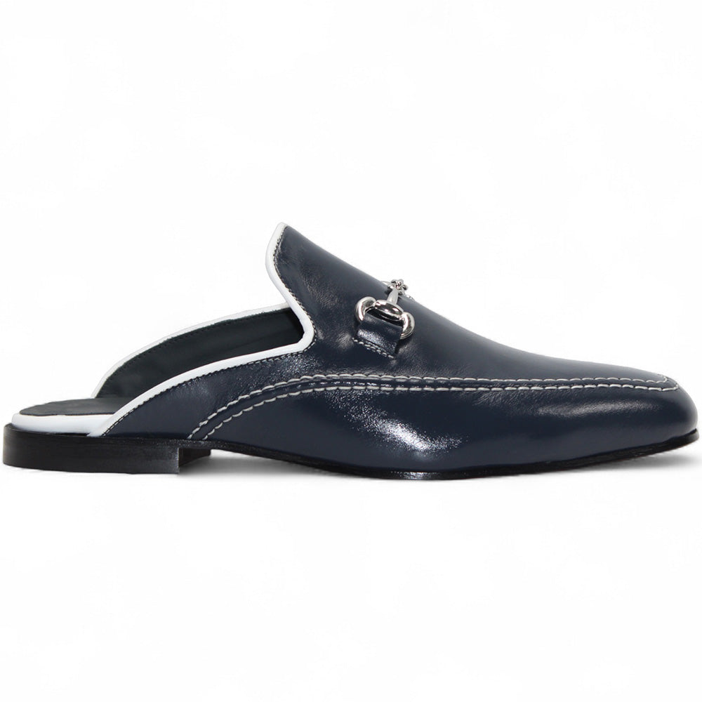 Duca by Matiste Minori Leather Slippers Navy/White