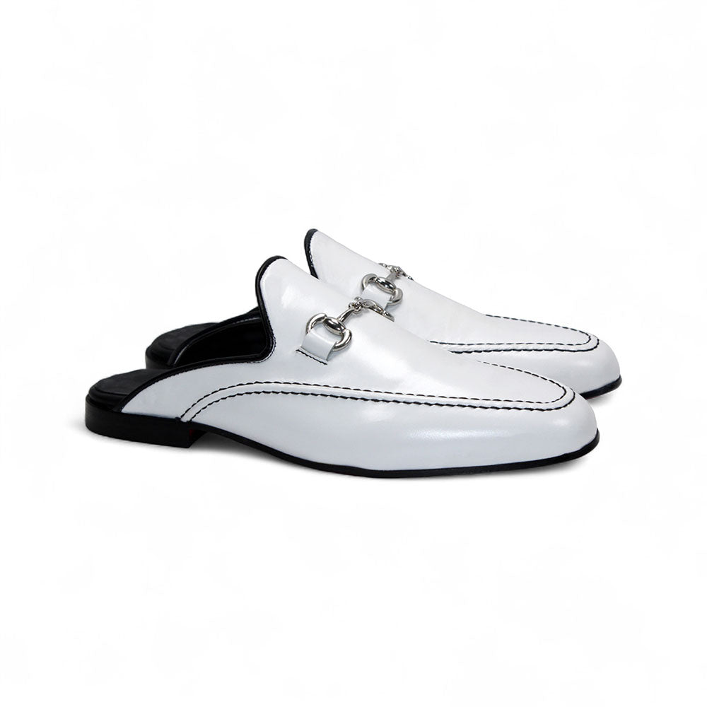 Duca by Matiste Minori Leather Slippers White/Black