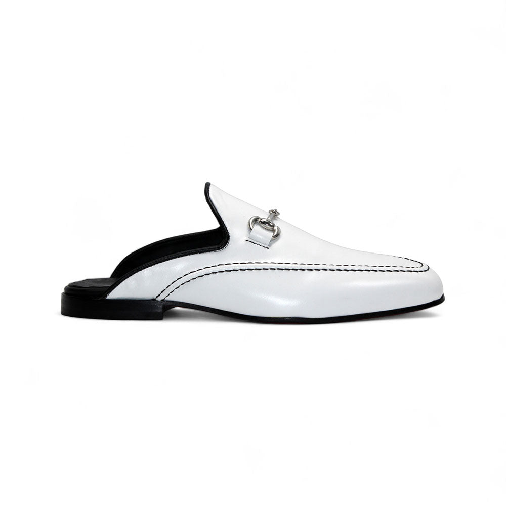 Duca by Matiste Minori Leather Slippers White/Black