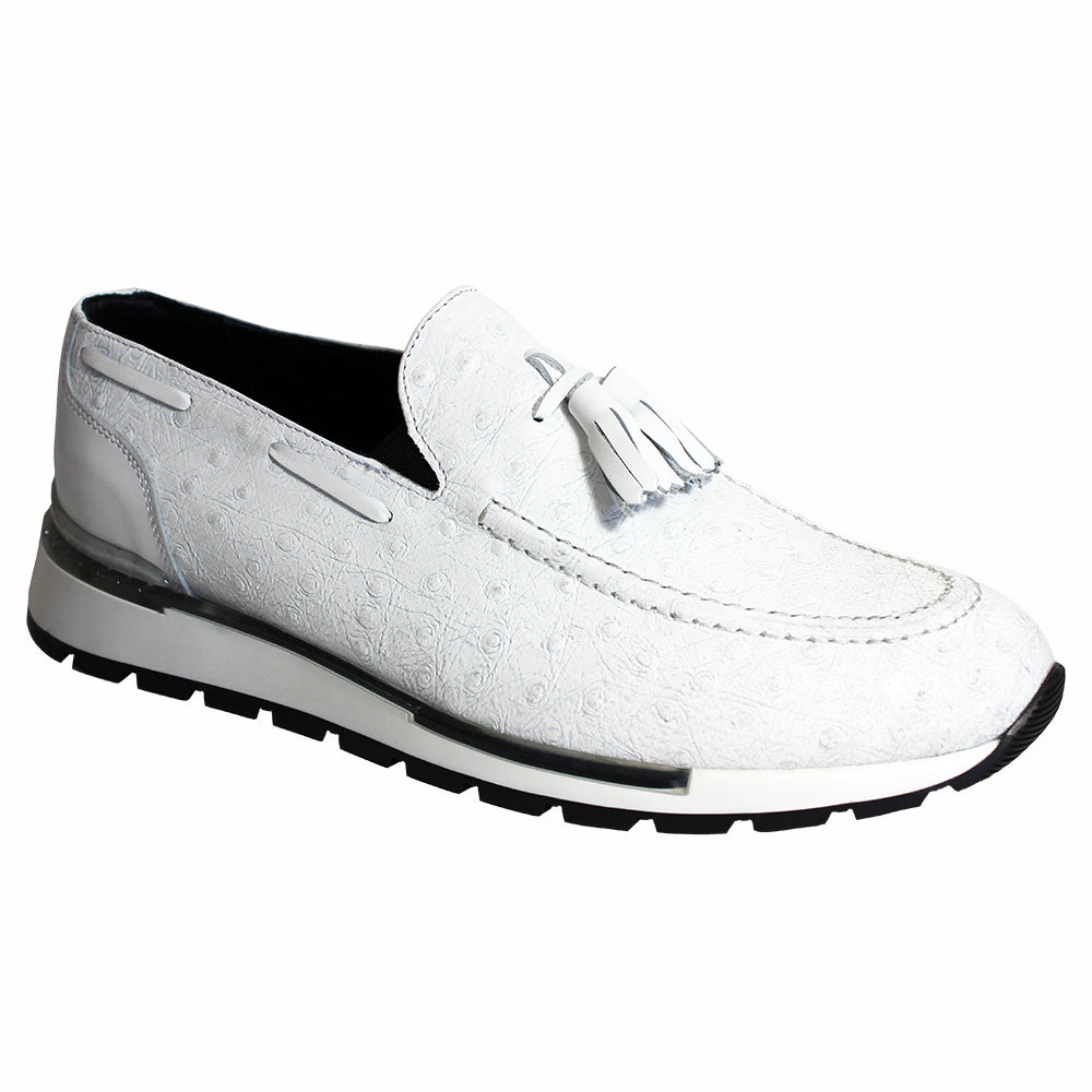 Duca by Matiste Pavia Ostrich Print Shoes White