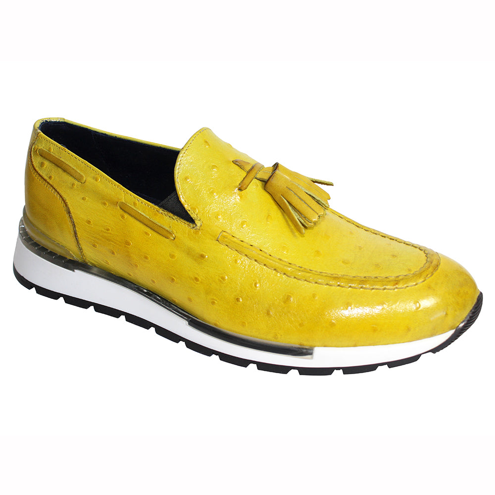 Duca by Matiste Pavia Ostrich Print Shoes Yellow