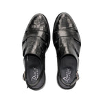 Duca by Matiste Positano Embossed Leather Croco/Lizard Slippers Black