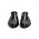 Duca by Matiste Positano Embossed Leather Croco/Lizard Slippers Black