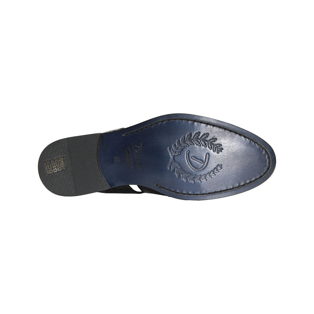Duca by Matiste Positano Embossed Leather Croco/Lizard Slippers Black