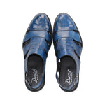 Duca by Matiste Positano Embossed Leather Croco/Lizard Slippers Blue