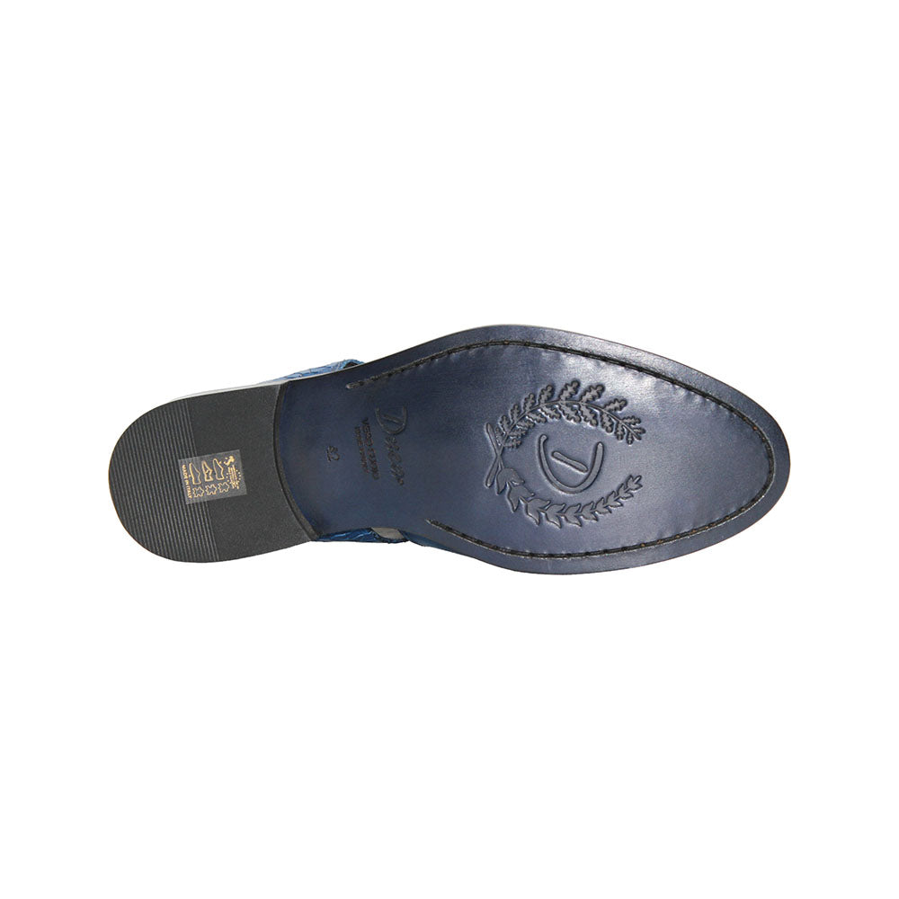 Duca by Matiste Positano Embossed Leather Croco/Lizard Slippers Blue