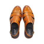 Duca by Matiste Positano Embossed Leather Croco/Lizard Slippers Senape
