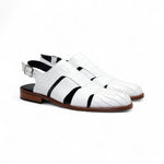 Duca by Matiste Positano Embossed Leather Croco/Lizard Slippers White