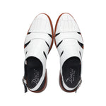 Duca by Matiste Positano Embossed Leather Croco/Lizard Slippers White