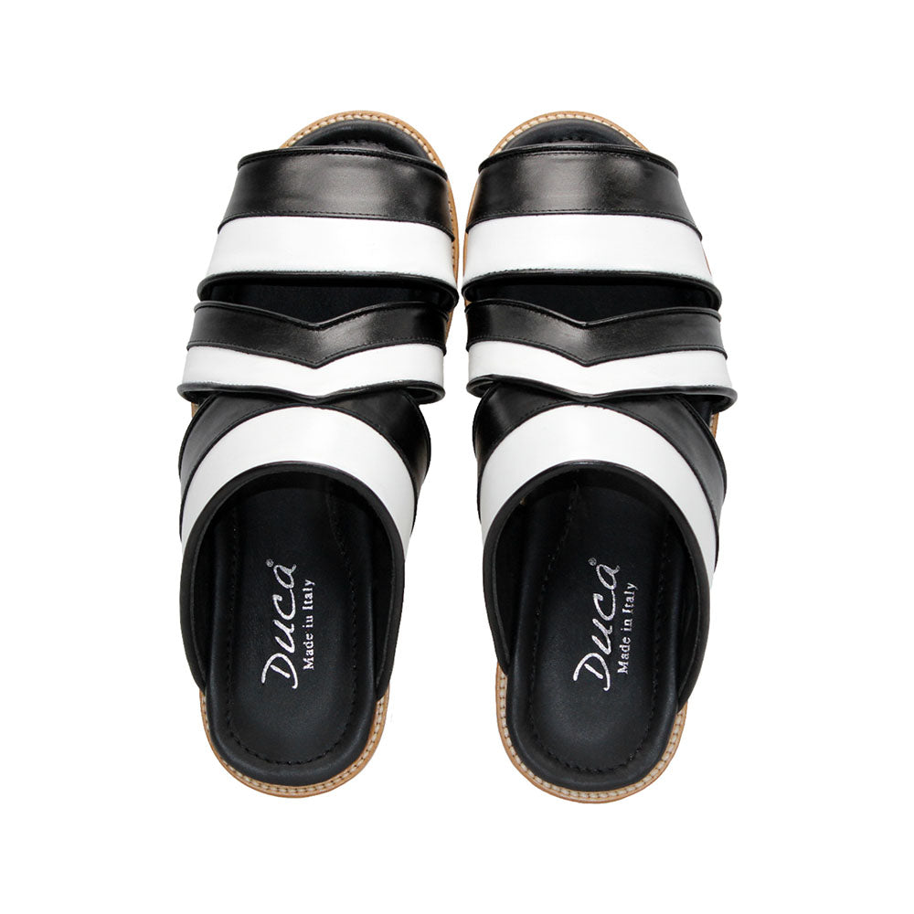 Duca by Matiste SA118 Leather Slippers Black/White