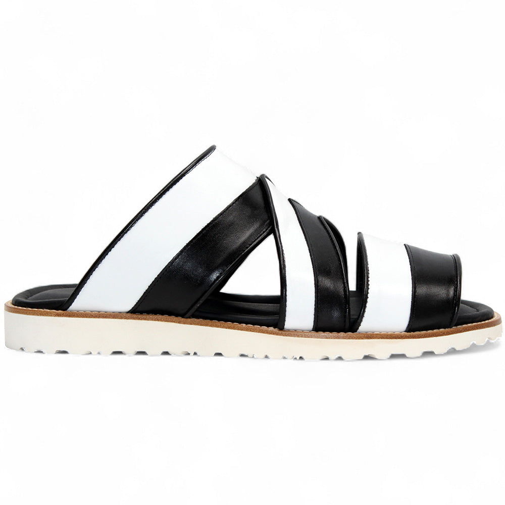 Duca by Matiste SA118 Leather Slippers Black/White