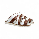 Duca by Matiste SA118 Leather Slippers Brandy/White