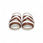 Duca by Matiste SA118 Leather Slippers Brandy/White