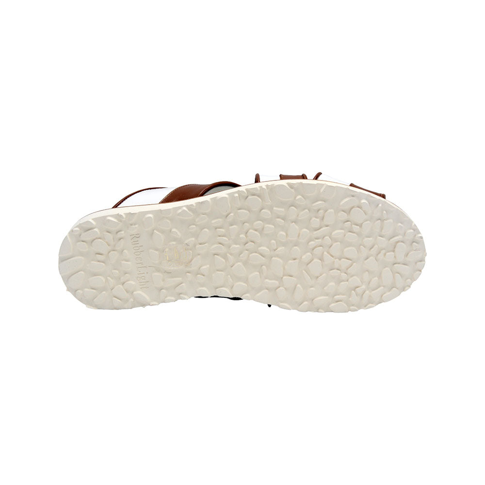 Duca by Matiste SA118 Leather Slippers Brandy/White