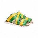 Duca by Matiste SA118 Leather Slippers Green/Yellow