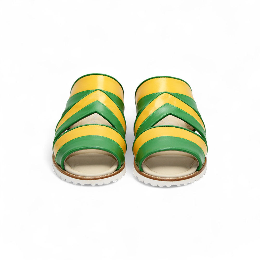 Duca by Matiste SA118 Leather Slippers Green/Yellow