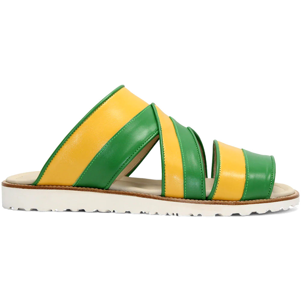 Duca by Matiste SA118 Leather Slippers Green/Yellow