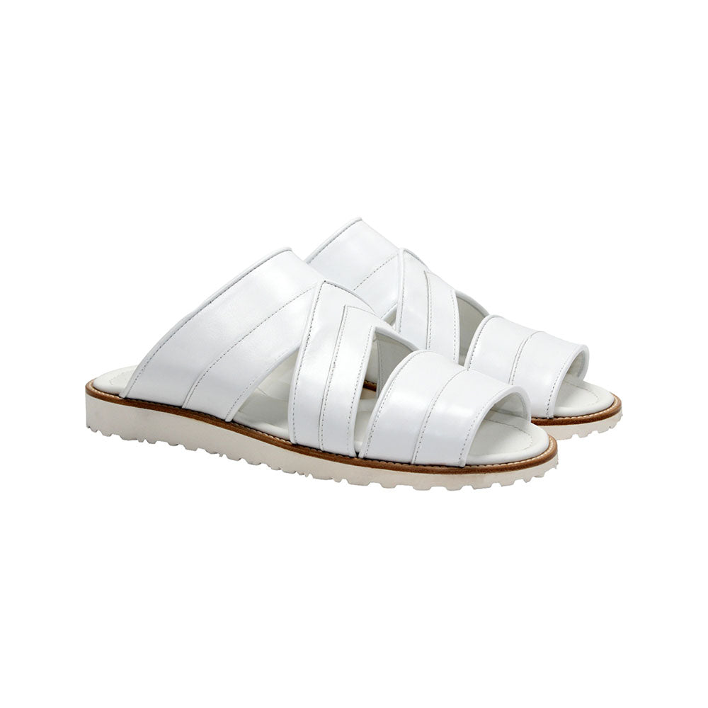 Duca by Matiste SA118 Leather Slippers White