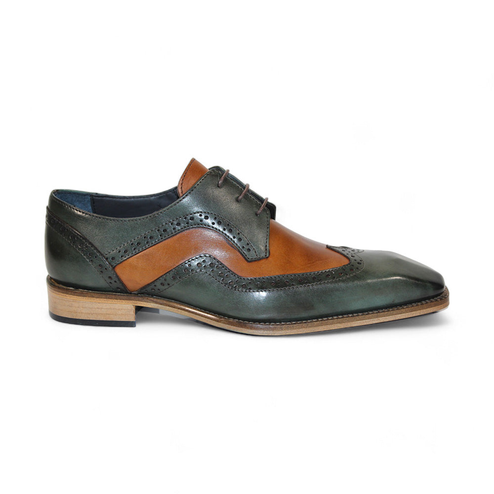 Duca by Matiste Saranno Genuine Leather Shoes Green/Cognac