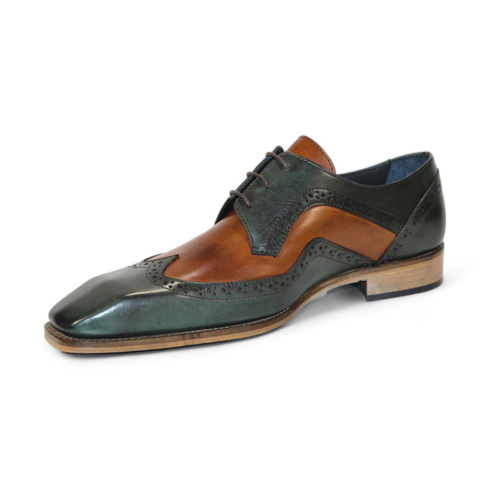 Duca by Matiste Saranno Genuine Leather Shoes Green/Cognac