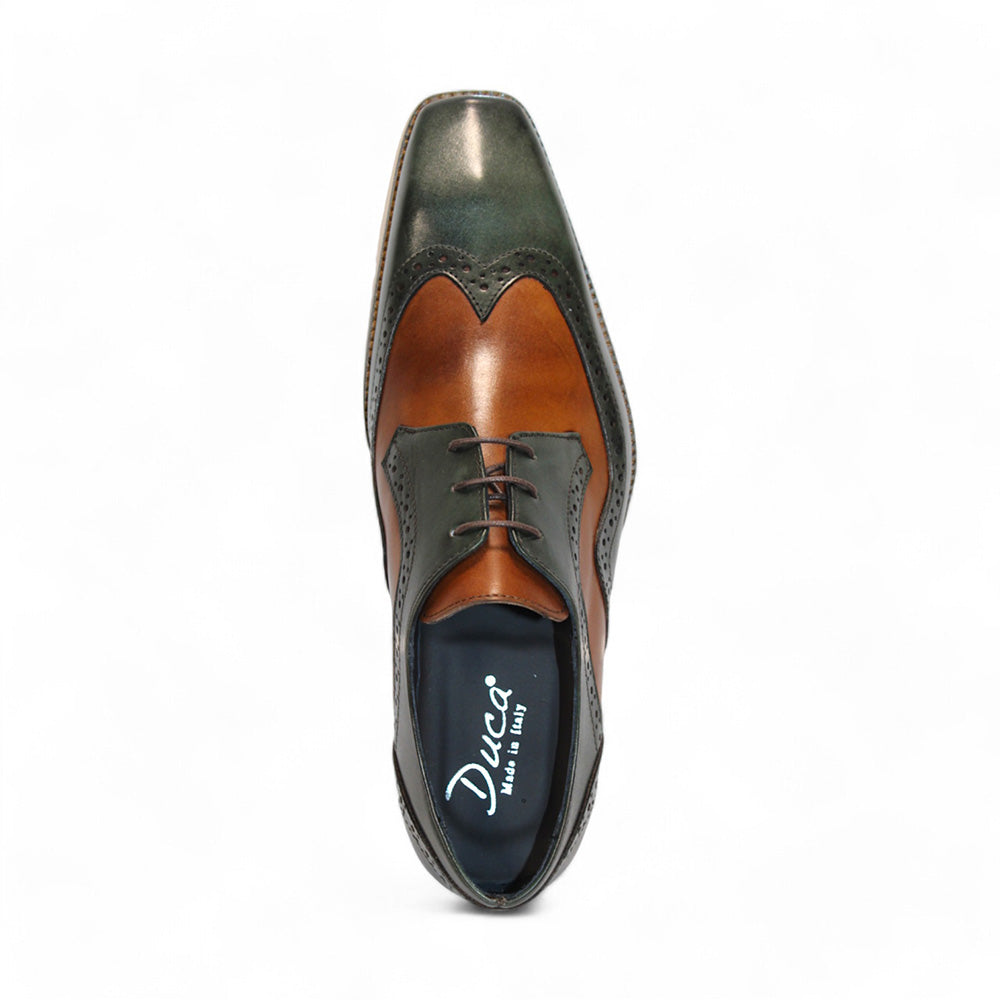 Duca by Matiste Saranno Genuine Leather Shoes Green/Cognac