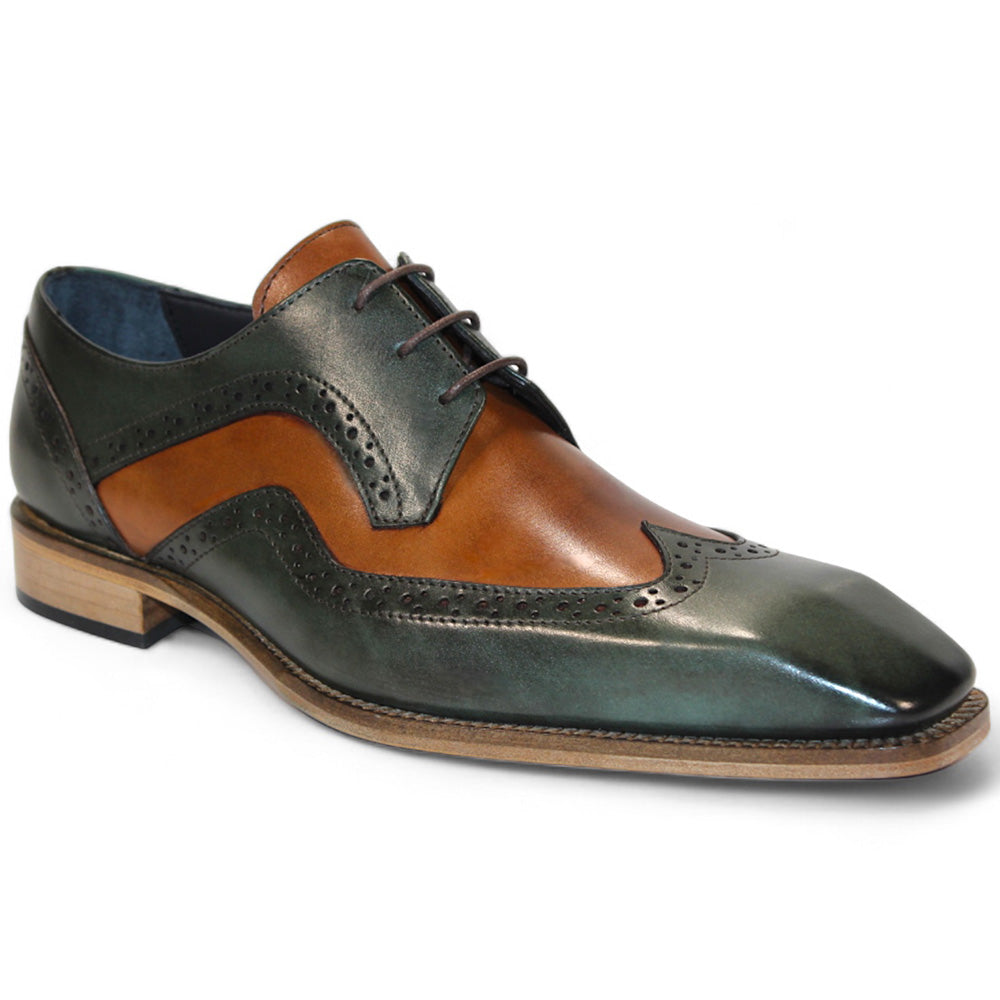 Duca by Matiste Saranno Genuine Leather Shoes Green/Cognac