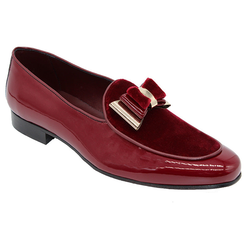 Duca by Matiste Scala Patent Velvet Shoes Burgundy Gold