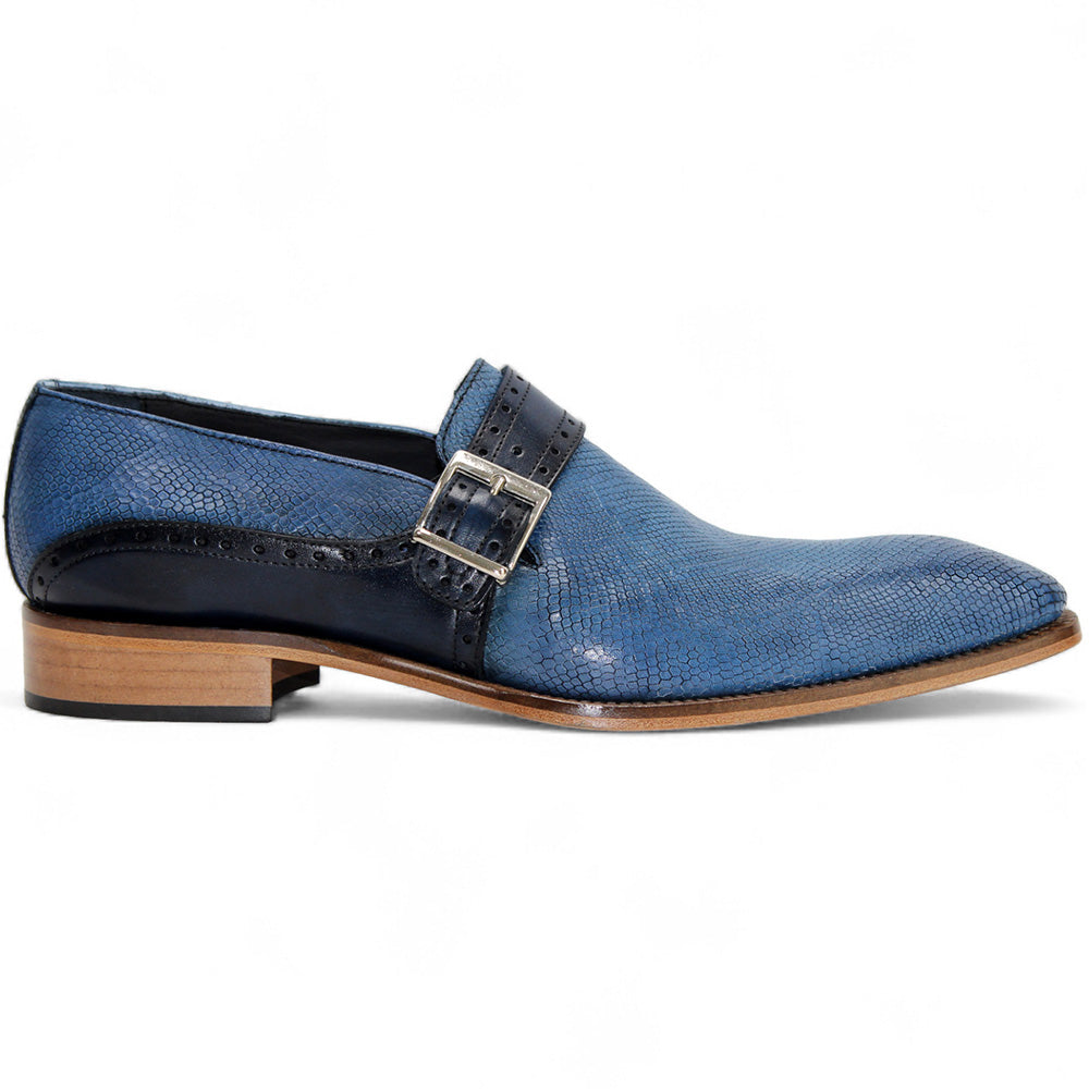 Duca by Matiste Sezze Embossed Snake Leather Shoes Powder Blue/Navy